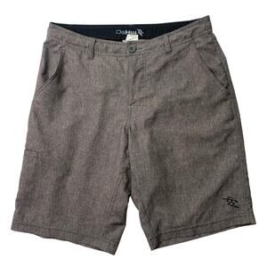 DaHui Mens 32 Brown Gray Board Short Quick Dry Chino Flat Front Shorts